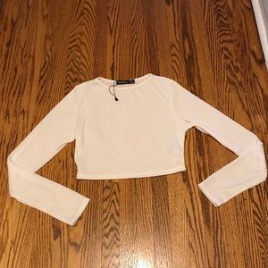 White Cropped Long Sleeve from Boohoo